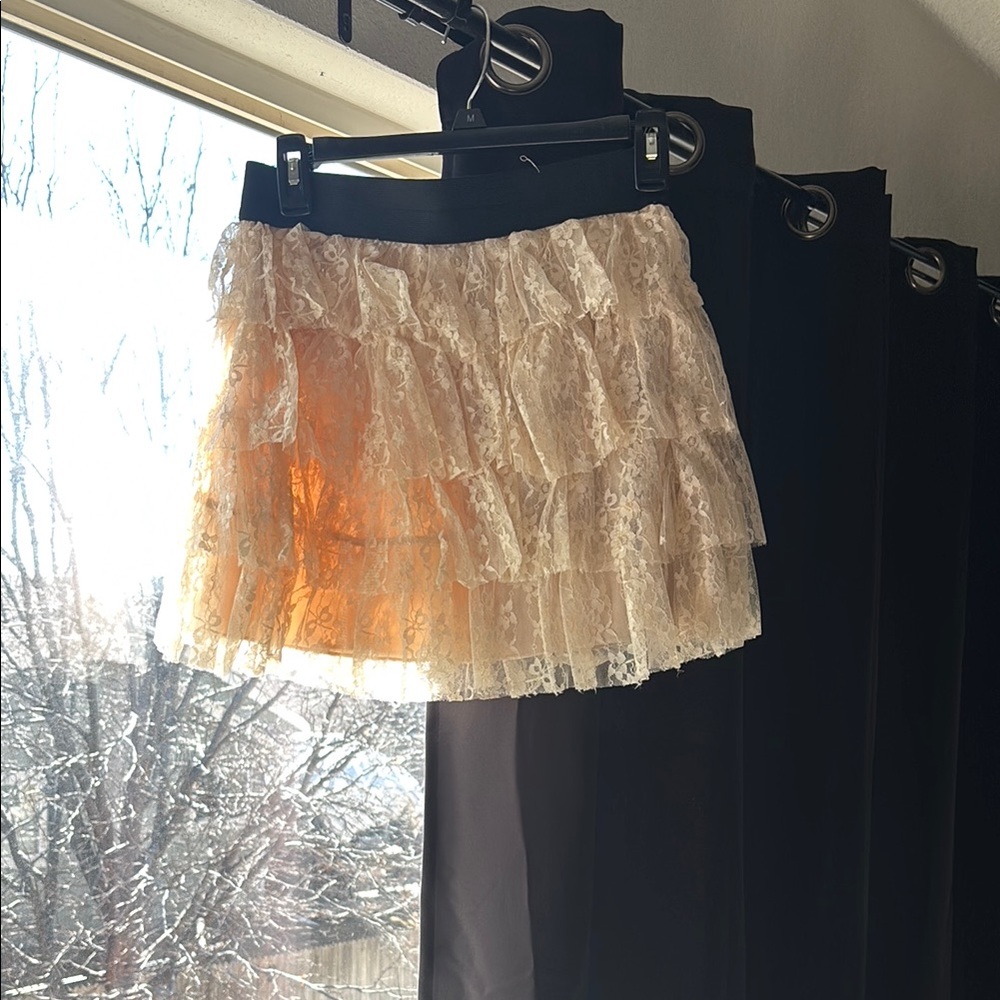 Gold Mini Bubble Skirt with Ruffled Tiers